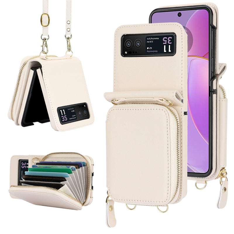 Leather case with card holder and zip for Samsung Galaxy Z Flip3/4/5