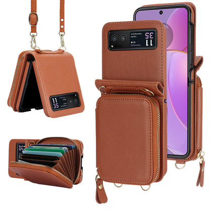 Leather case with card holder and zip for Samsung Galaxy Z Flip3/4/5