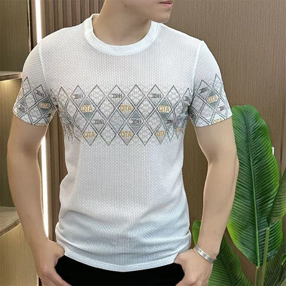 Men's Summer Stretch Ice Silk Printed T-shirt