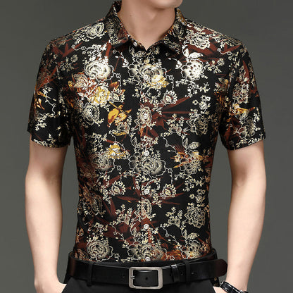 Men's Trendy Pattern Breathable Short Sleeve Shirt