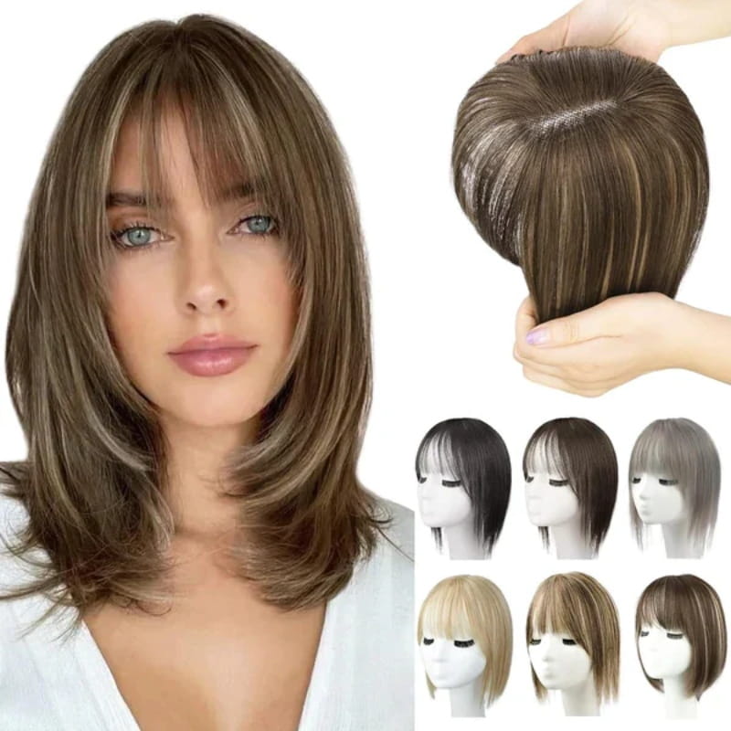 2024🔥Natural Hair Toppers with Bangs for Women