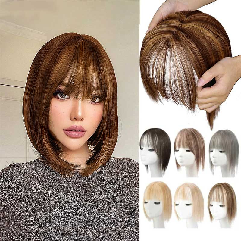 2024🔥Natural Hair Toppers with Bangs for Women