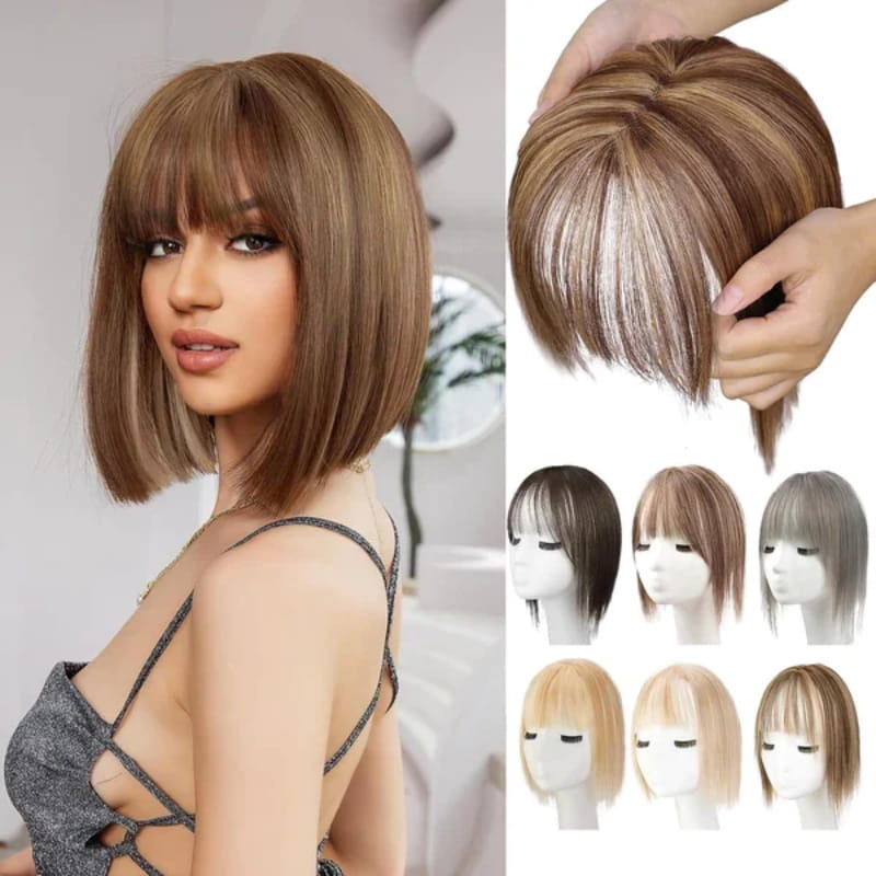 2024🔥Natural Hair Toppers with Bangs for Women