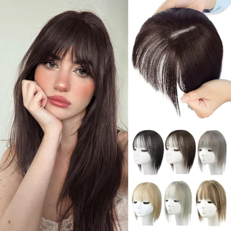 2024🔥Natural Hair Toppers with Bangs for Women