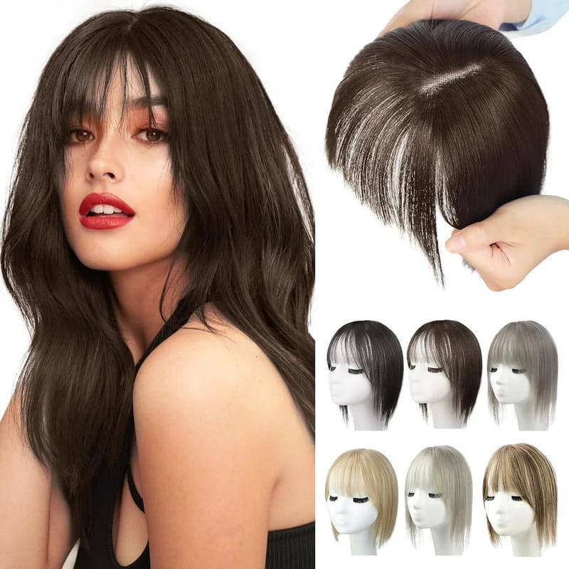 2024🔥Natural Hair Toppers with Bangs for Women