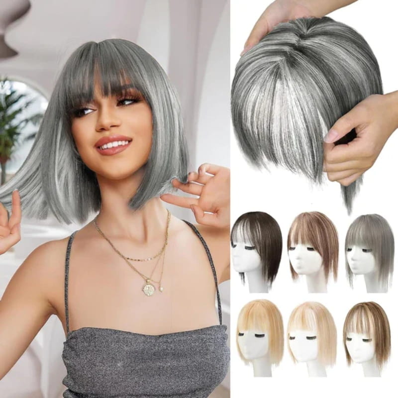 2024🔥Natural Hair Toppers with Bangs for Women