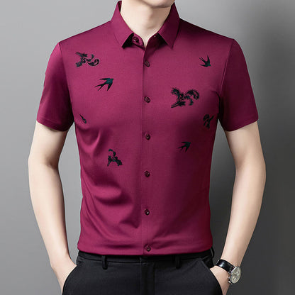 🔥Men's Business Short-Sleeve Shirt in Stretchy Printed Fabric