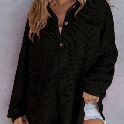 🔥Last Week Promotion 49% Off✨2024 New Women’s Loose Solid Color Waffle Knit Shirt Jacket