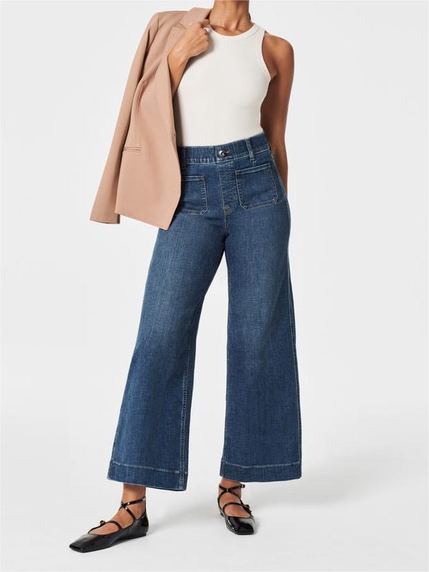 ⭐2024 Best Selling Jeans-49% OFF👖Tummy Control Cropped Wide-Leg Jeans