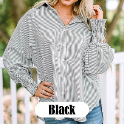 🔥Women's Striped Shirt with Elastic Sleeves