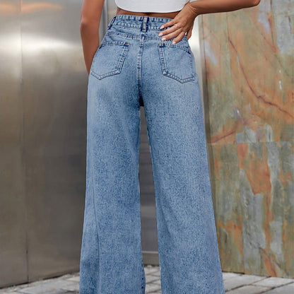 🔥Hot Sale! Women's Casual Ripped High-Waisted Wide-Leg Pants