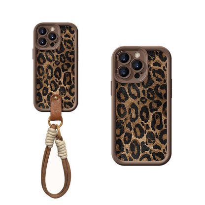 Leopard Print Case for iPhone with Lanyard