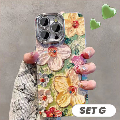 🔥Limited Time 50% OFF🔥Cute Oil Painting Flowers Phone Case Set for iPhone Series