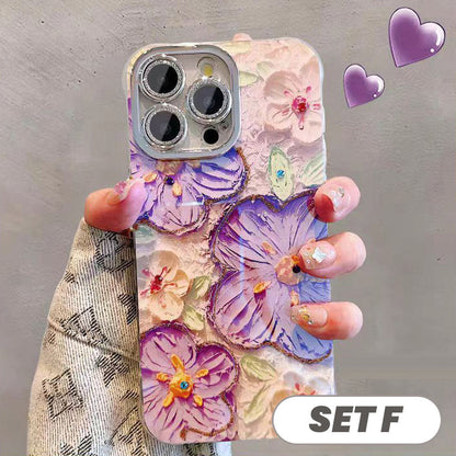 🔥Limited Time 50% OFF🔥Cute Oil Painting Flowers Phone Case Set for iPhone Series