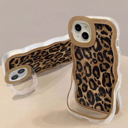 Retro Leopard Print Portable Phone Case Set with Invisible Dual Stands