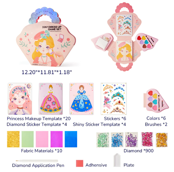 🔥Hot Sale 49% OFF💅Fantasy 3-in-1 Princess Dress Up & Make Up Game Set💝