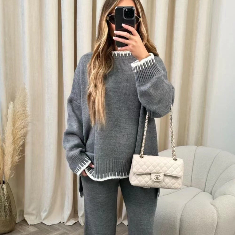 50 % OFF🔥Solid Color Casual Knitted Two-piece Set