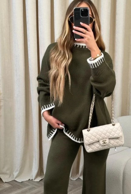 50 % OFF🔥Solid Color Casual Knitted Two-piece Set