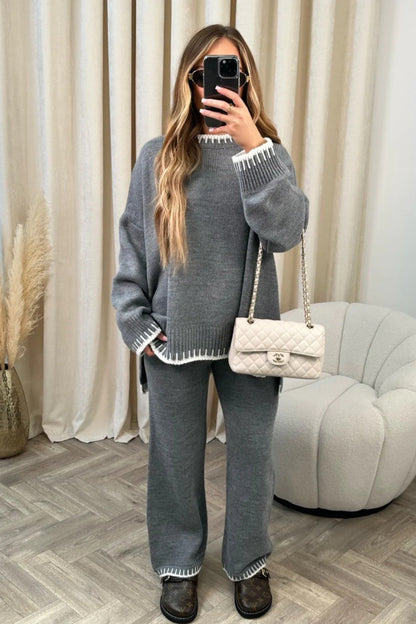 50 % OFF🔥Solid Color Casual Knitted Two-piece Set