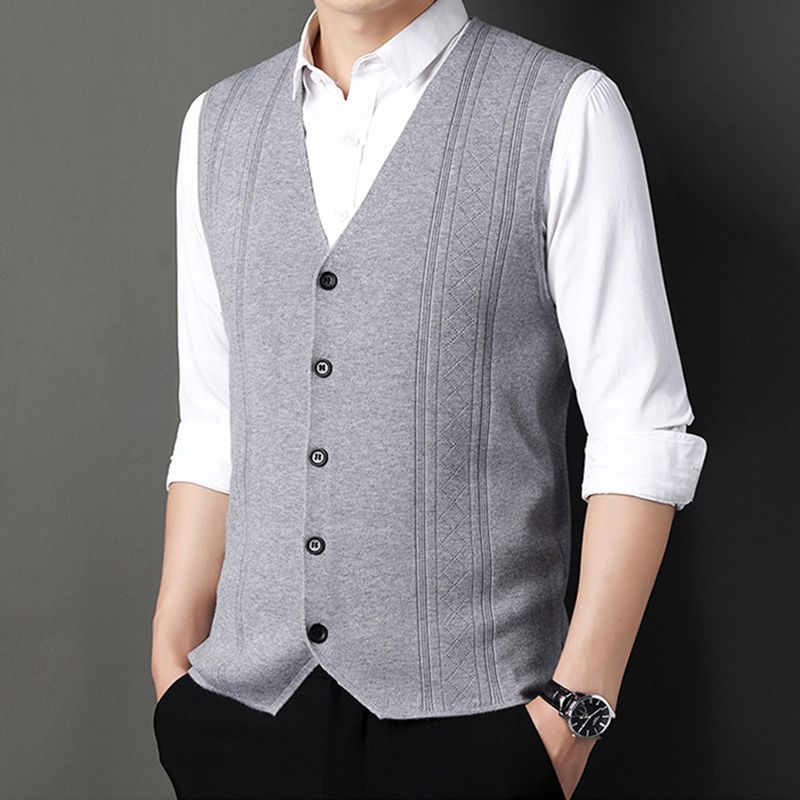 Men's Fashion Knitted Button Sweater Vest Business Match