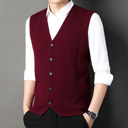 Men's Fashion Knitted Button Sweater Vest Business Match