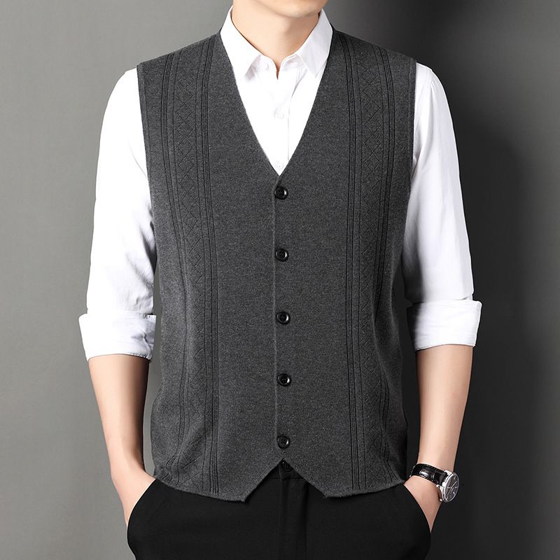 Men's Fashion Knitted Button Sweater Vest Business Match