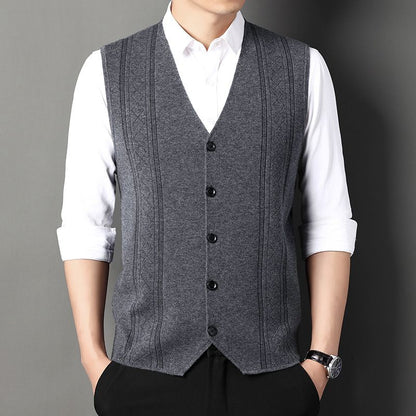 Men's Fashion Knitted Button Sweater Vest Business Match