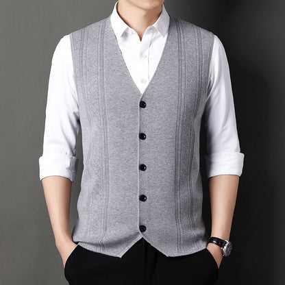 Men's Fashion Knitted Button Sweater Vest Business Match