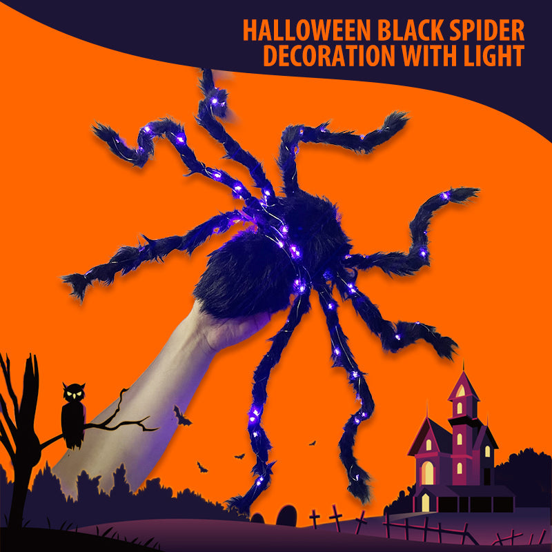 Halloween Black Spider Decoration with Light