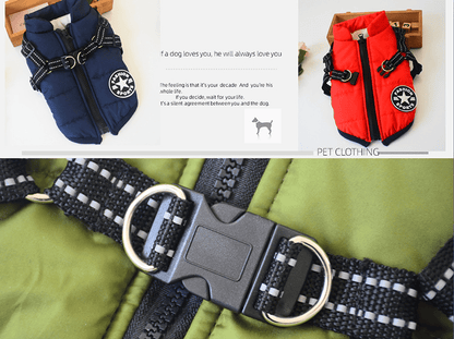 Winter Warm Pet Dog Waterproof Jacket With Harness