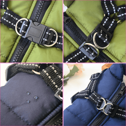 Winter Warm Pet Dog Waterproof Jacket With Harness