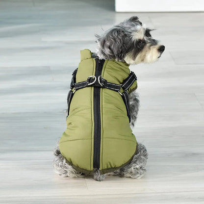 Winter Warm Pet Dog Waterproof Jacket With Harness