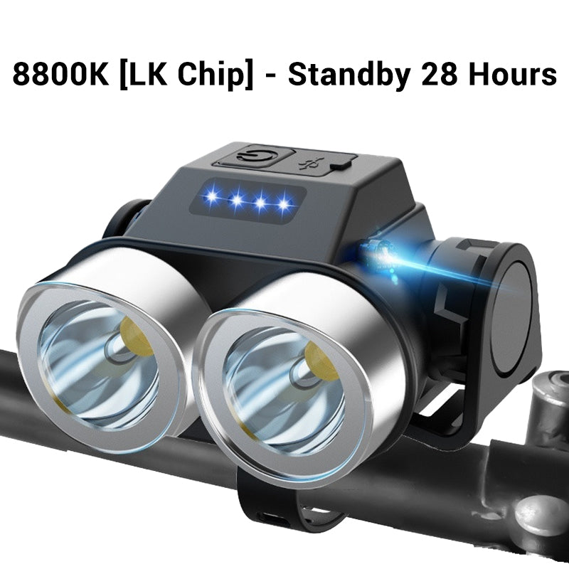 Outdoor Portable Dual Head Super Bright LED Bike Headlight