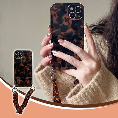 Vintage Amber Leopard Crystal Bracelet Phone Case