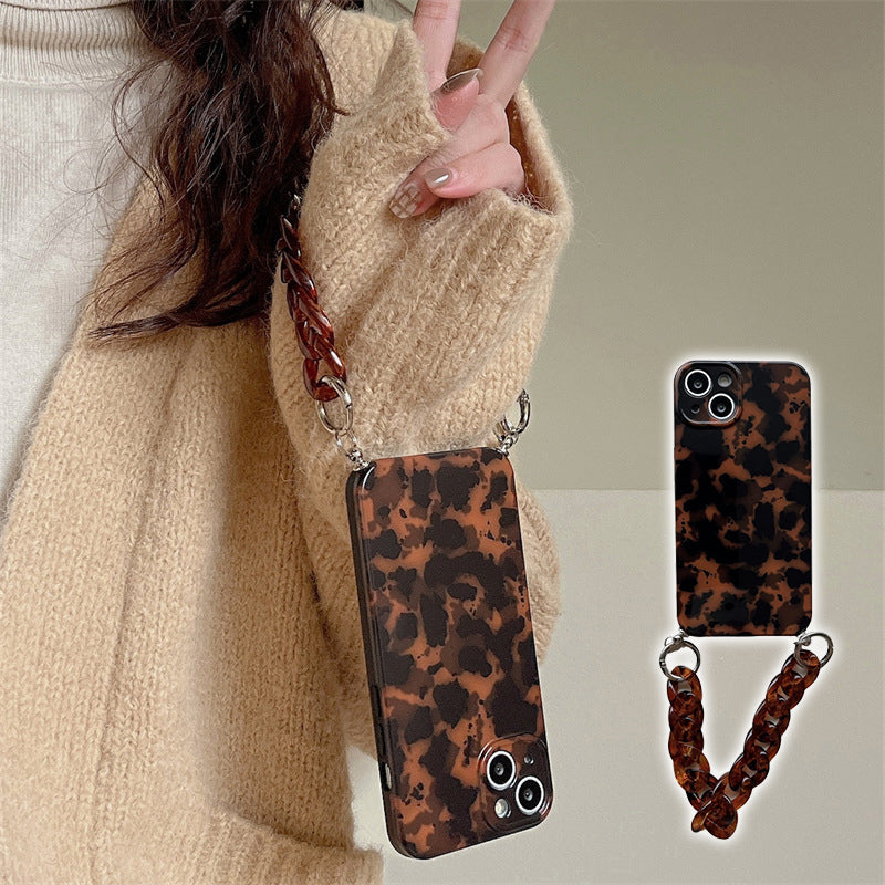 Vintage Amber Leopard Crystal Bracelet Phone Case