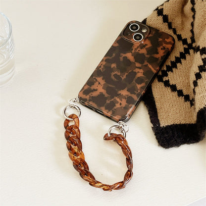 Vintage Amber Leopard Crystal Bracelet Phone Case