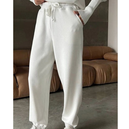 Women's Casual Sporty 2-Piece Set - Half-Zipper Lapel Top & Matching Jogger