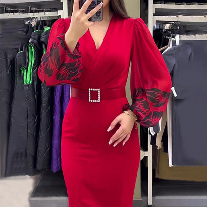 🎄Black Friday Sale:50% OFF🎅 Women’s Elegant V-neck Dress in Red