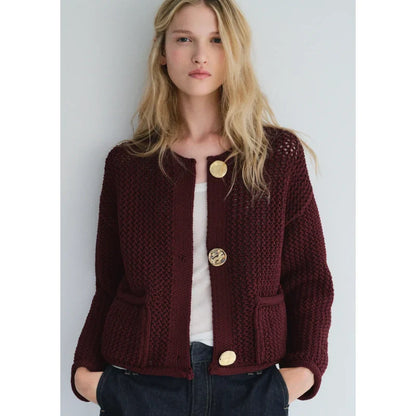 Women's Fashion Cut-Out Knitted Cardigan