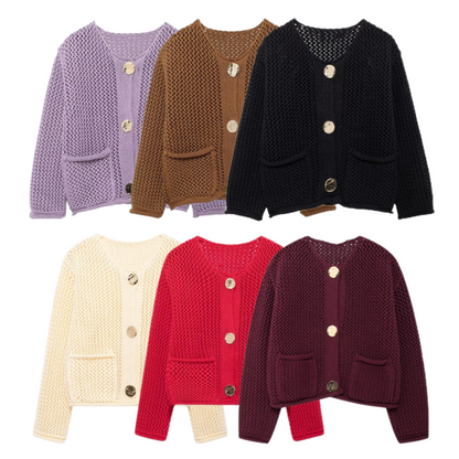 Women's Fashion Cut-Out Knitted Cardigan