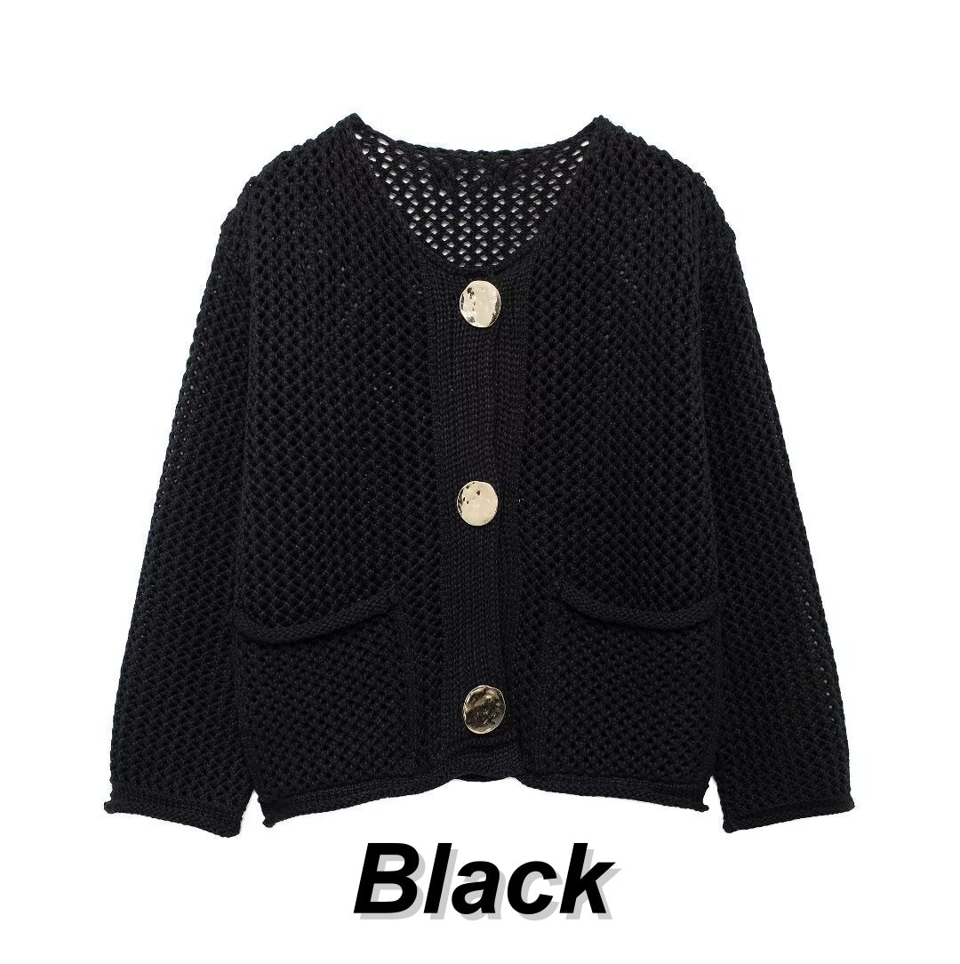 Women's Fashion Cut-Out Knitted Cardigan