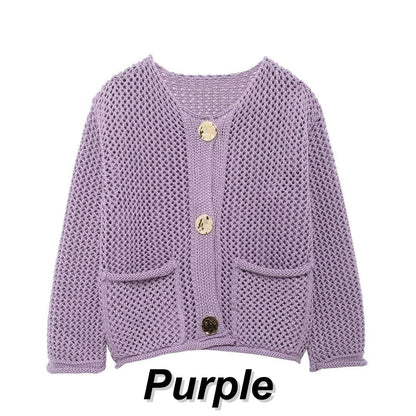 Women's Fashion Cut-Out Knitted Cardigan