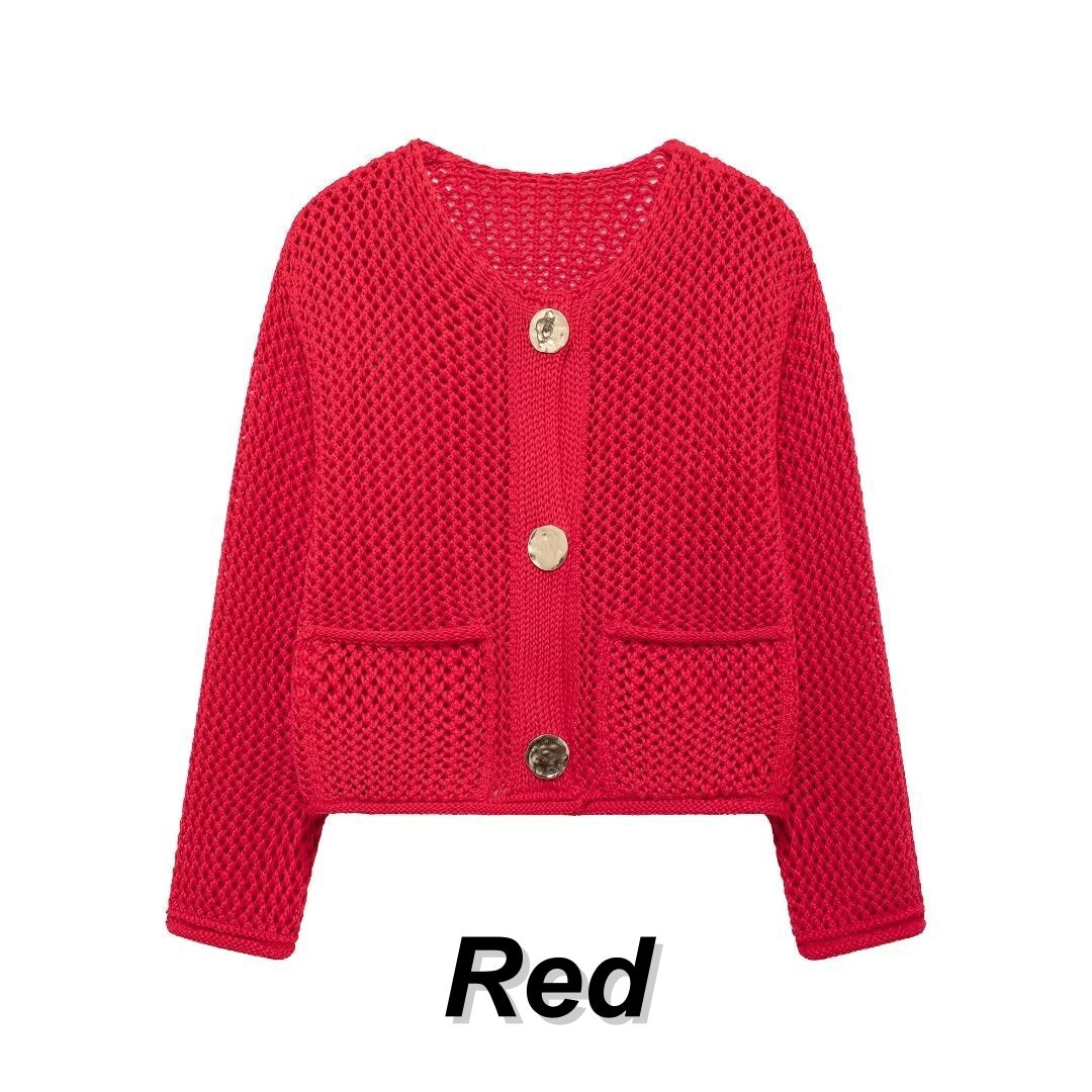 Women's Fashion Cut-Out Knitted Cardigan