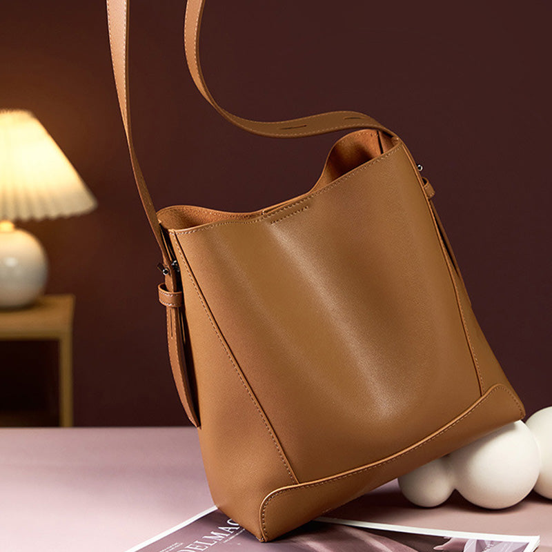 Large Capacity PU Leather Bucket Bag