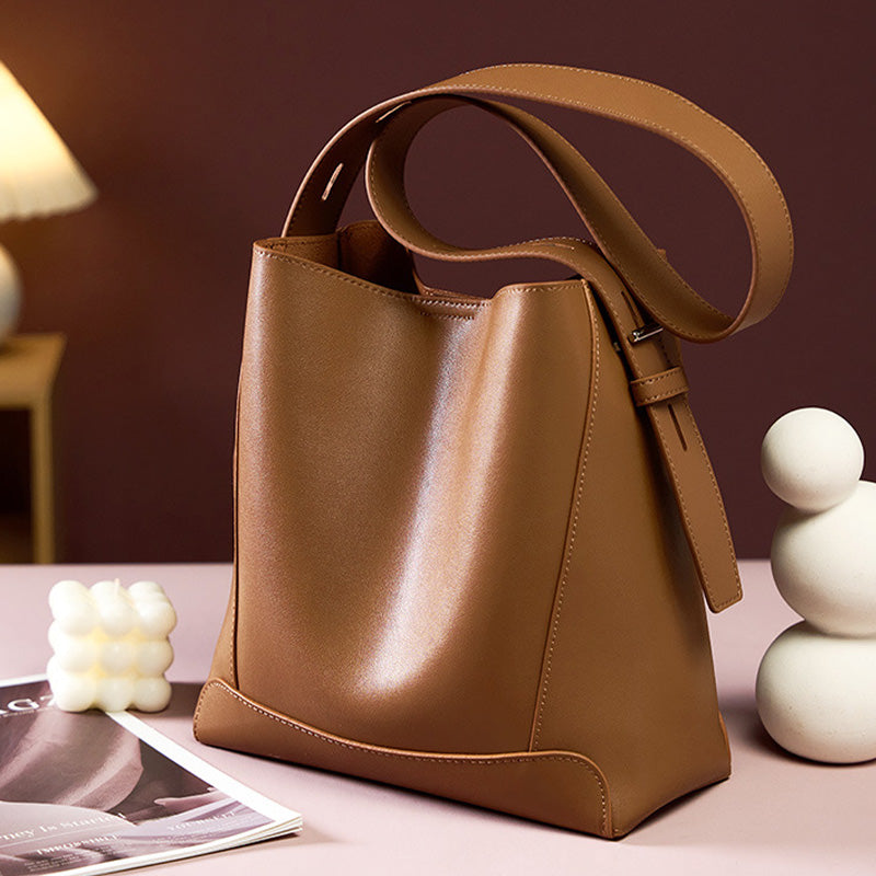 Large Capacity PU Leather Bucket Bag