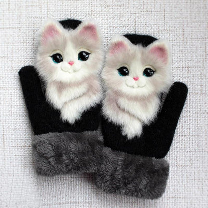 Hand-knitted animal Mittens