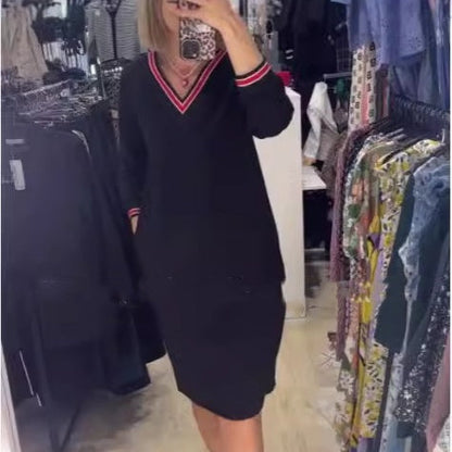 🎅Early Xmas Sales - 50% OFF🎄Women's Casual Knitted V-Neck Dress