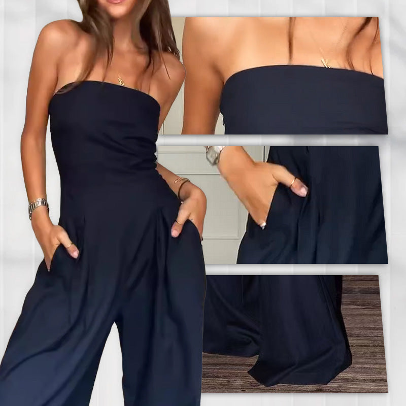 🌸Women's Strapless Jumpsuit with Pockets