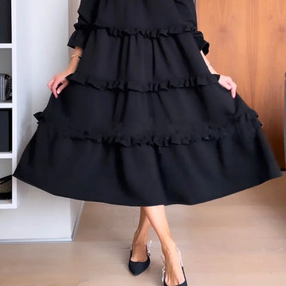 ✨New Arrival✨Women's Round Neck Ruffle Tiered Layered Dress