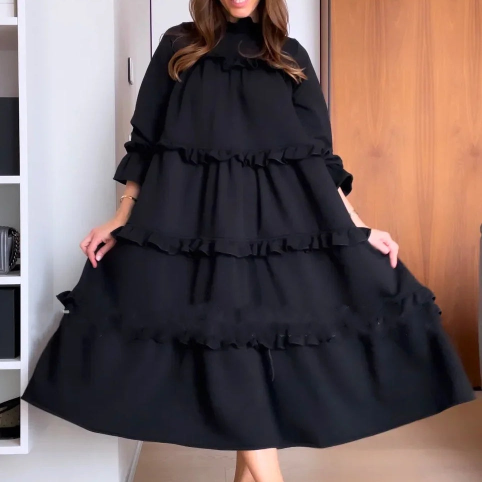 ✨New Arrival✨Women's Round Neck Ruffle Tiered Layered Dress